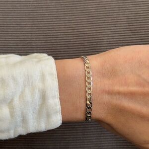 Sterling Silver Figaro Chain Bracelet - Silver